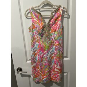 Lilly Pulitzer Janice Shift Dress Scuba‎ To Cuba Print Size 2 Preppy Derby